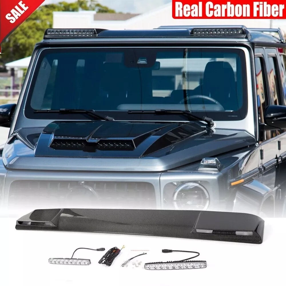 Real Carbon LED Front Roof Spoiler Wing For Mercedes W463 G550 G55 G63 2014-2018